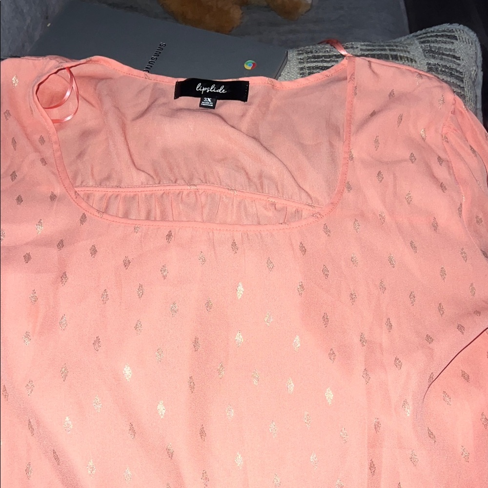 APRICOT Women's Coral Blouse with Gold Accents